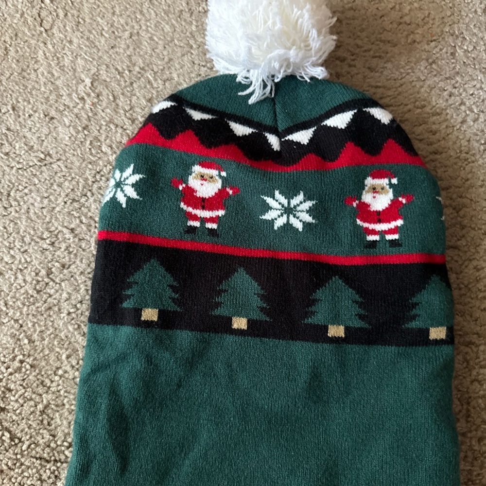 Festive Green Santa Knit Beanie